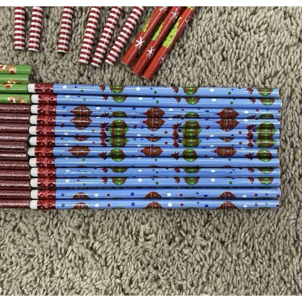 Holiday Mixed Lot of 60 Christmas‎ Holiday Pencils Unsharpened